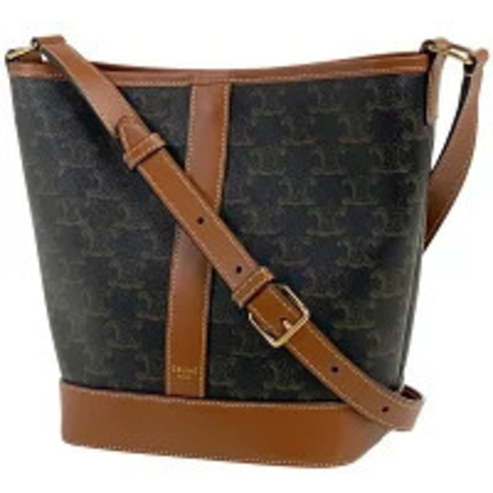 Celine Triomphe Bucket Shoulder Bag Canvas Brown